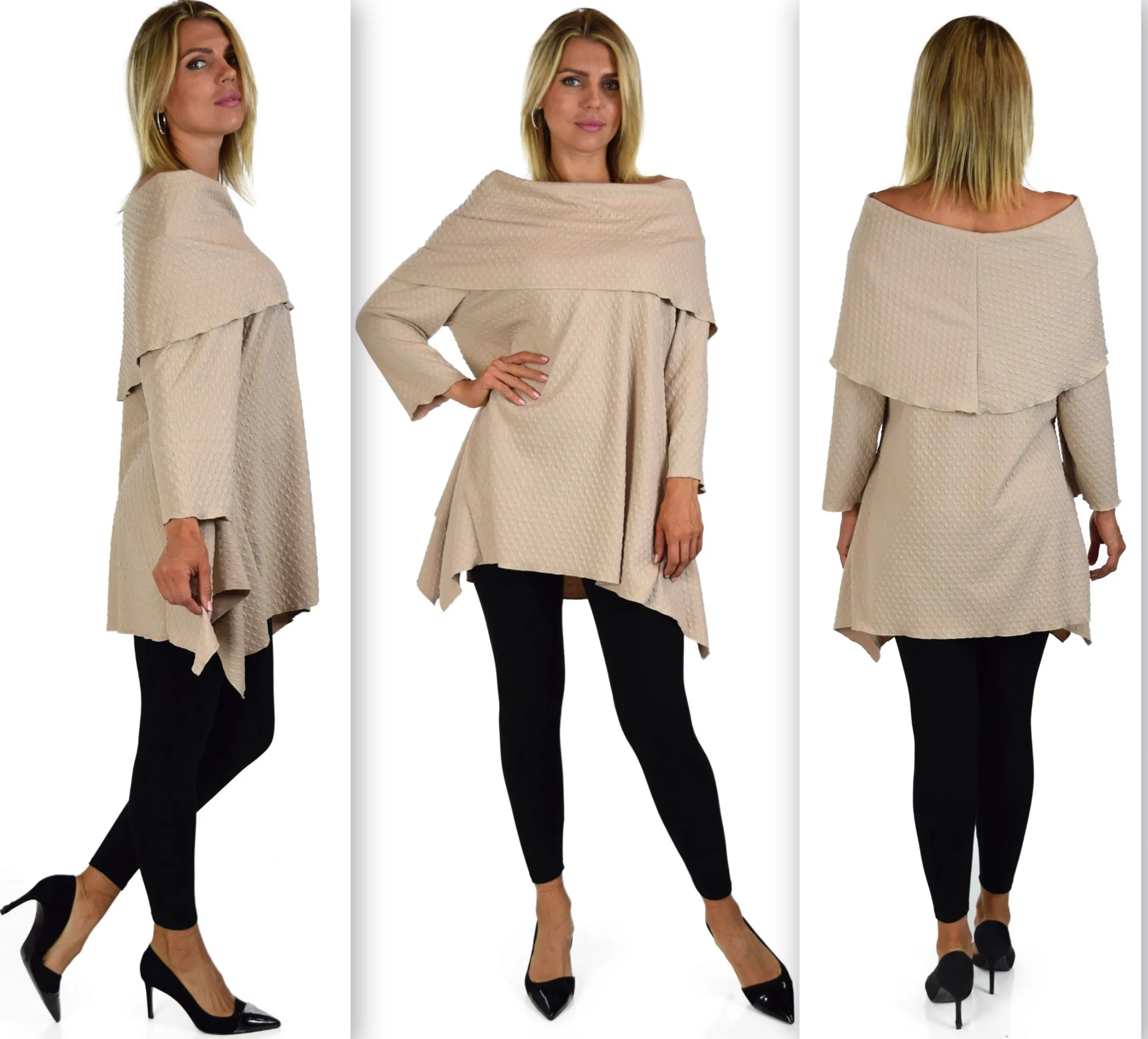 High End Tunic, Designer Tunic, Cowl Neck Tunic, Plus size tunic, Women Tunic, In premium Textured Fabric. L to 3XL