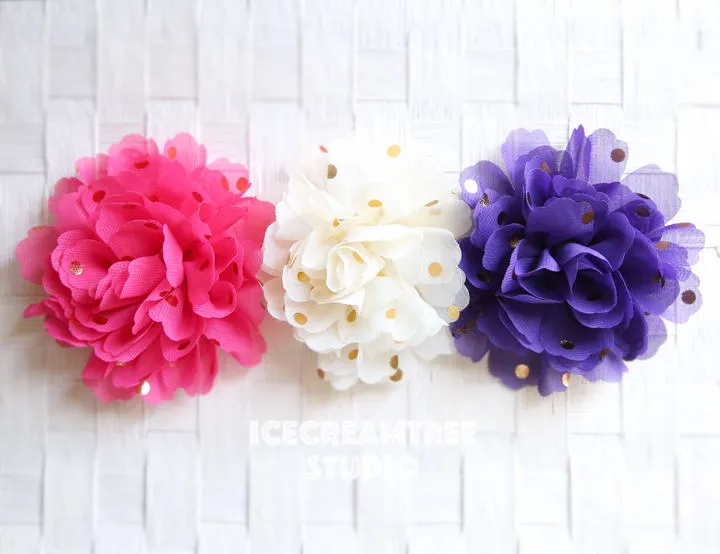 Jumbo Lilac Purple Gold Dot Bloom Collar Slide On - Large Flower Collar Accessory