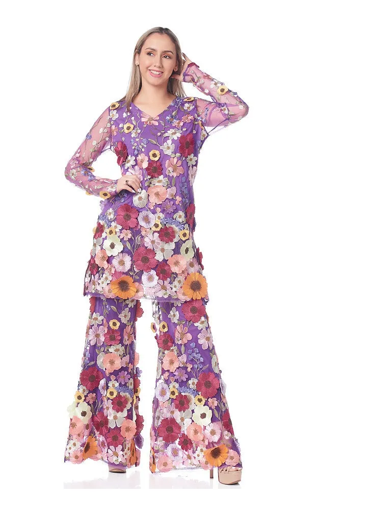 Mesh Floral Tunic Set