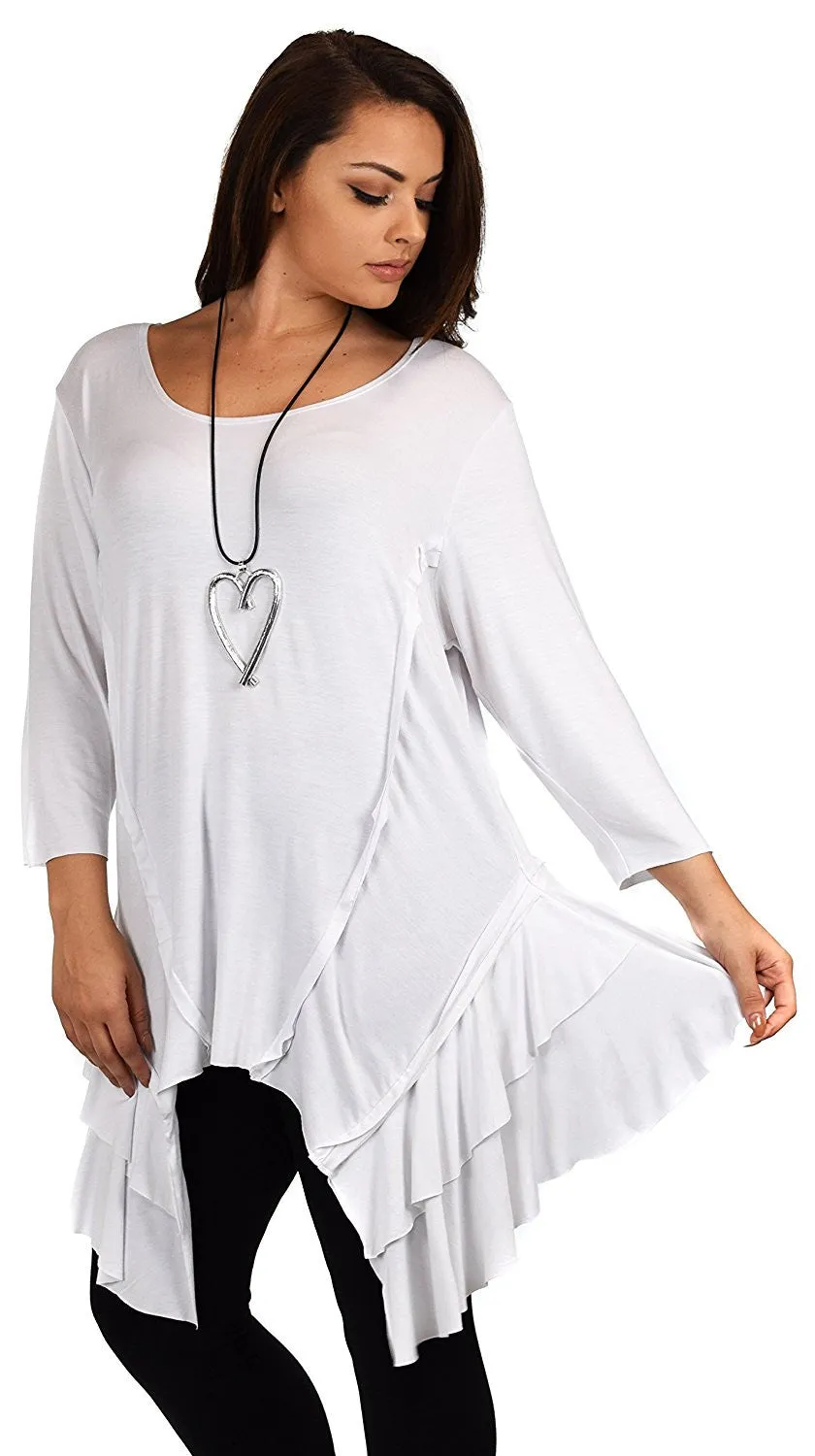 Plus Size Slimming Layered Flared Swing Tunic Dress Top