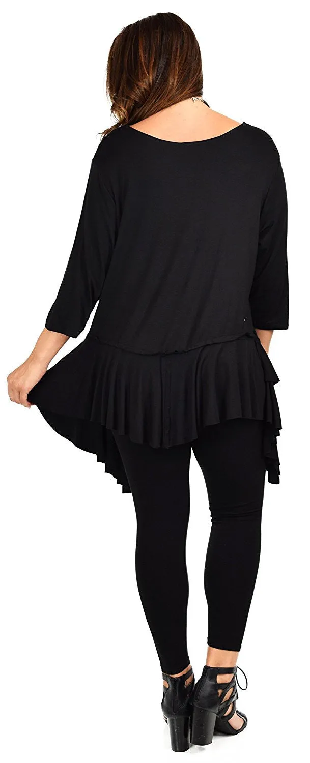 Plus Size Slimming Layered Flared Swing Tunic Dress Top