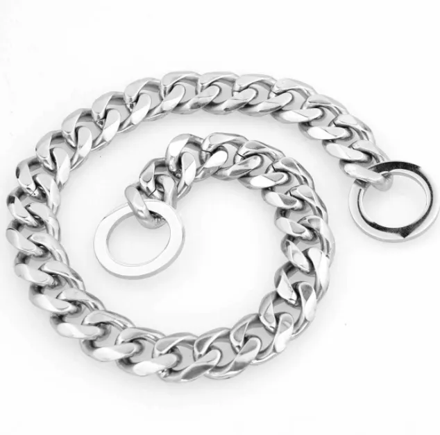 Silver Titanium Cuban Link Dog Collar