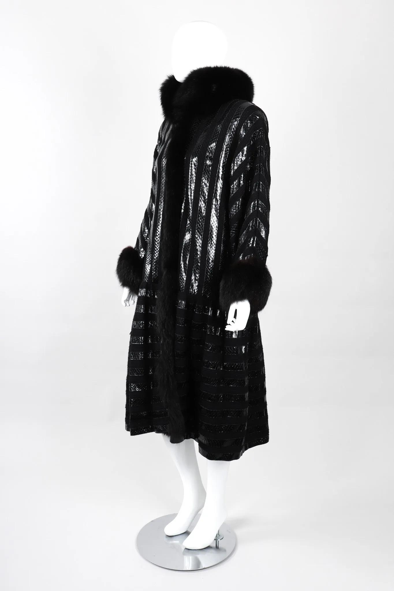Snakeskin Knit Fur Coat